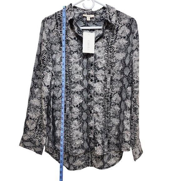 Como Blu Womens Black & White Snake Print Button-Up Long Sleeve Blouse Size M - Picture 7 of 10